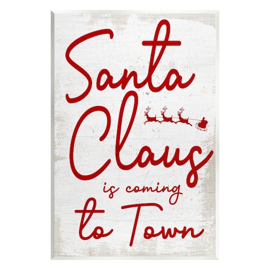 Stupell Industries Santa Claus Coming to Town Phrase Wall Plaque Art